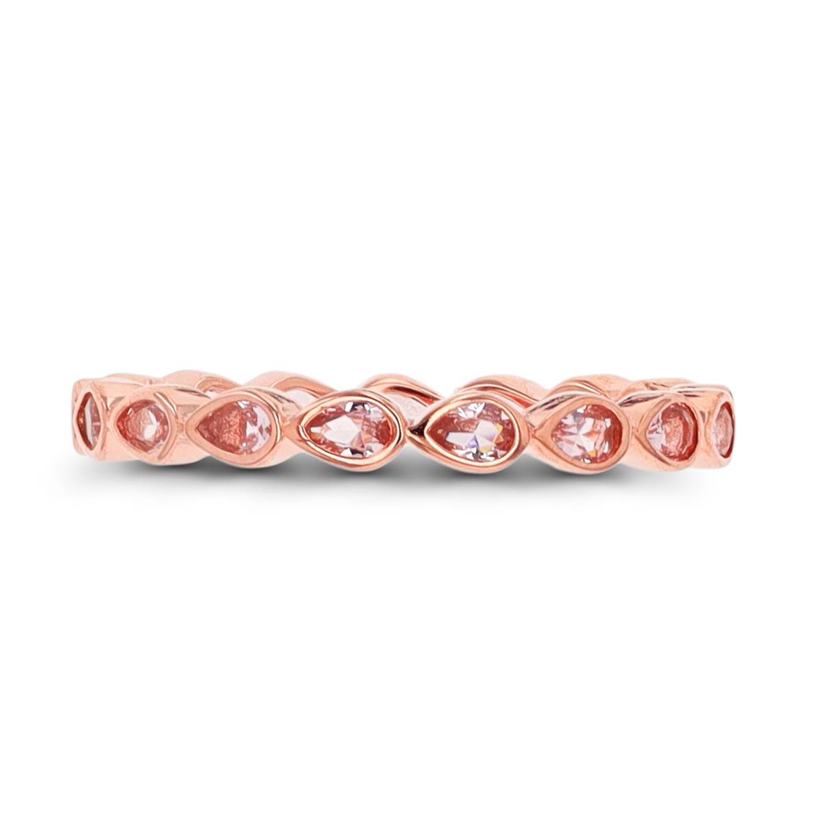 Sterling Silver 1-Micron Rose Pear Morganite Eternity Ring