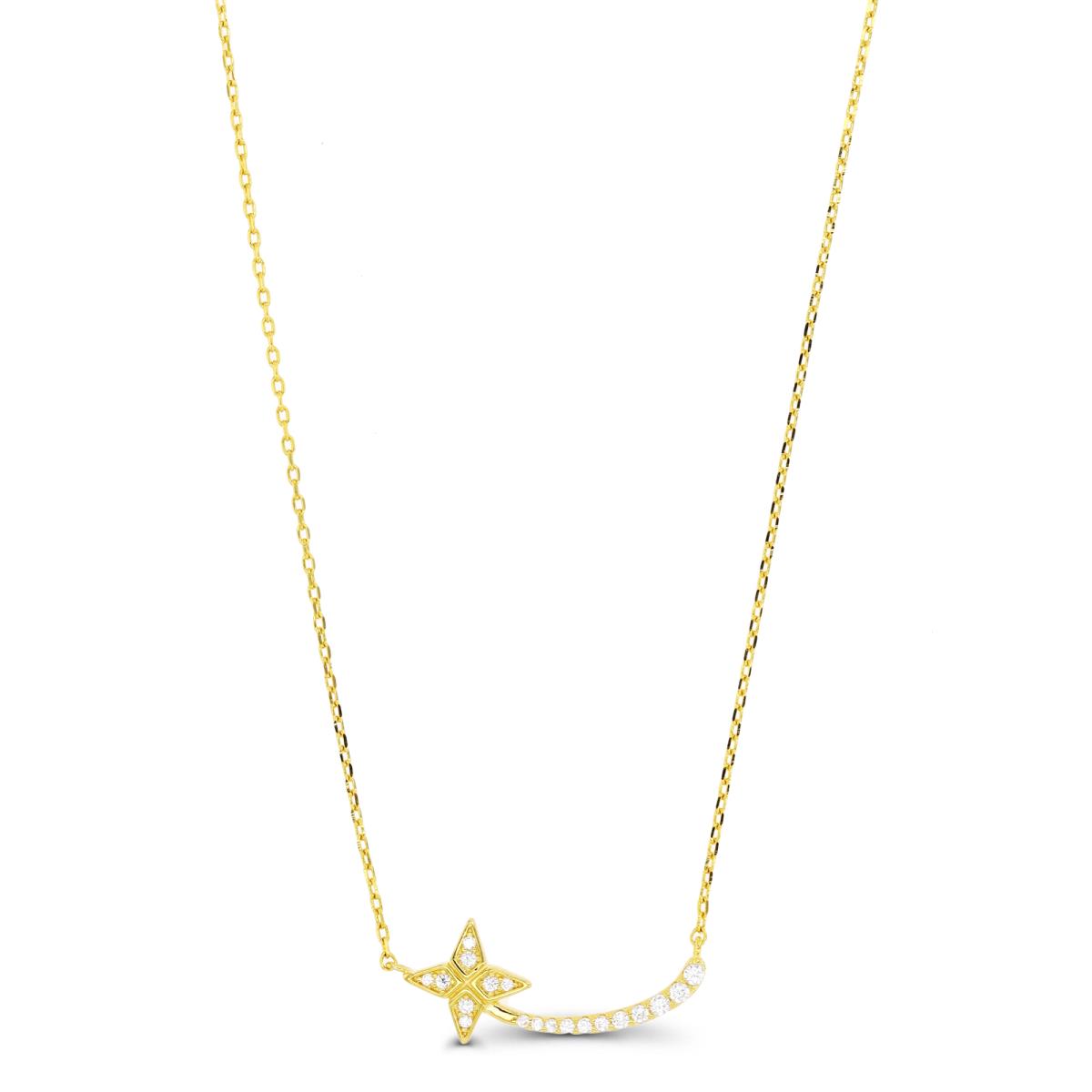 Sterling Silver Yellow CZ Shooting Star 16+2" Necklace