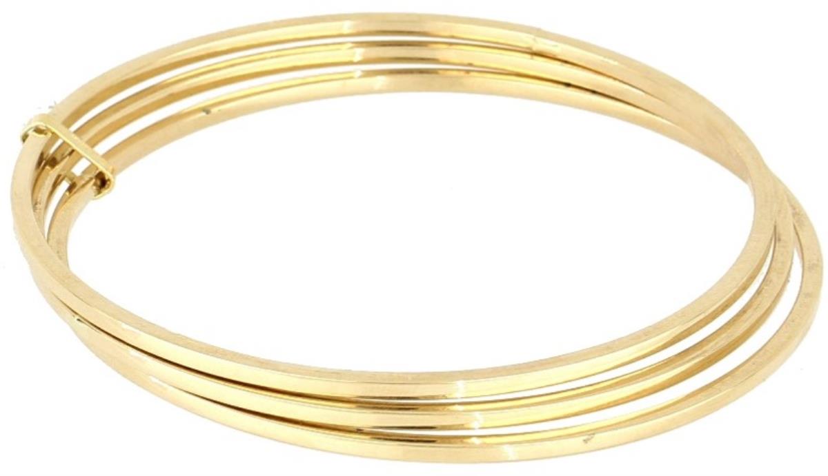 14K Yellow Gold Squared Plain Wire Bangle Bracelet
