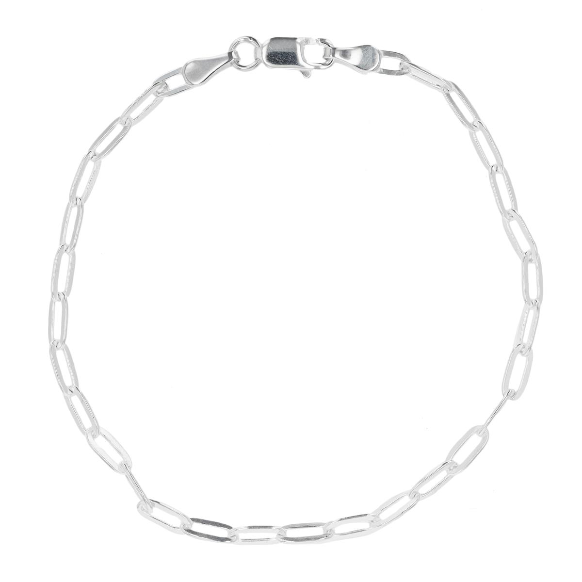 Sterling Silver Silver Flash Oval 3mm 080 Cable 7" Chain Bracelet