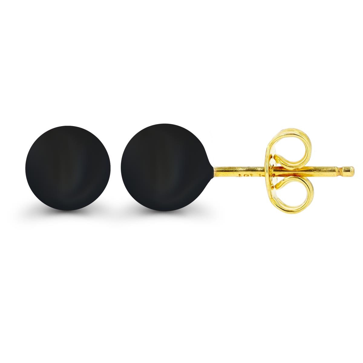 14K Yellow Gold 5mm Black Enamel Ball Stud Earring
