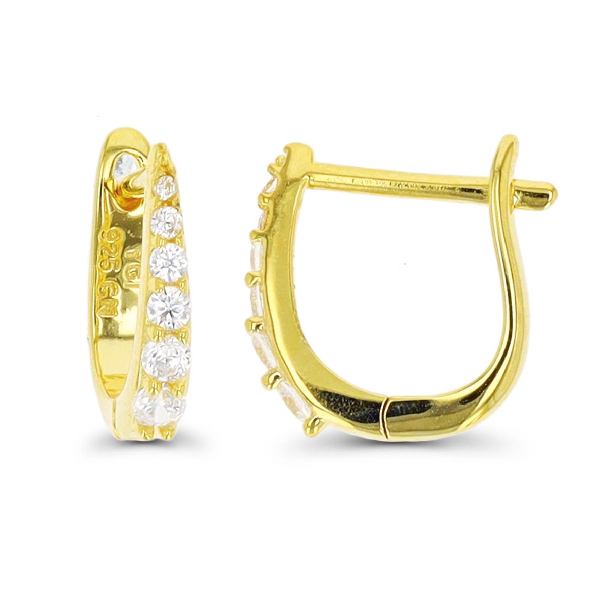 Sterling Silver Yellow Graduated Latchback Huggie Earring