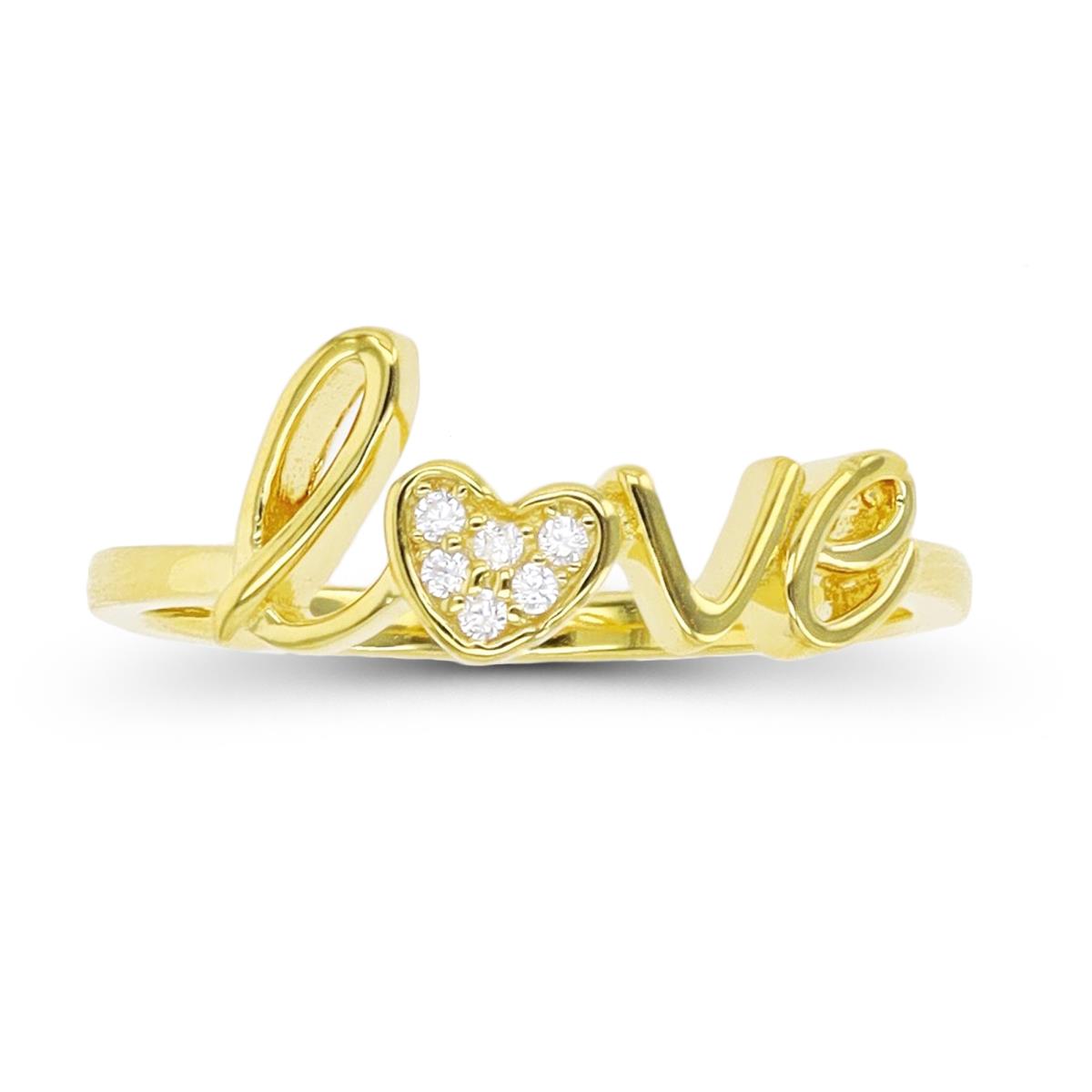 Sterling Silver Yellow 1-Micron "Love" Fashion Ring