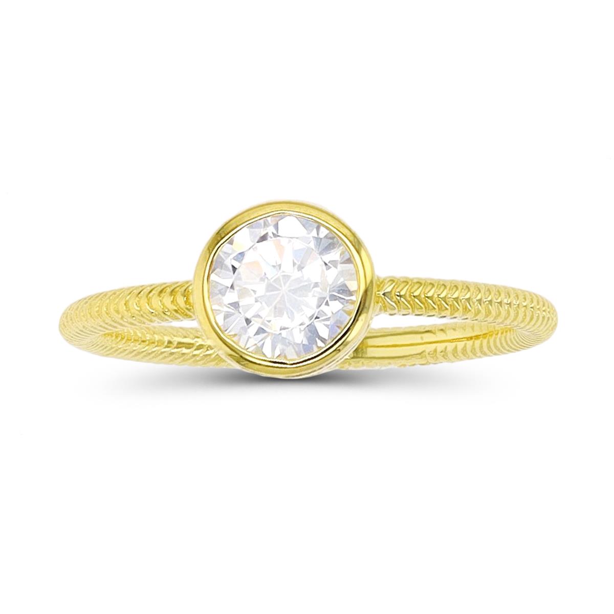 Sterling Silver Yellow CZ Rope Band Engagement Ring