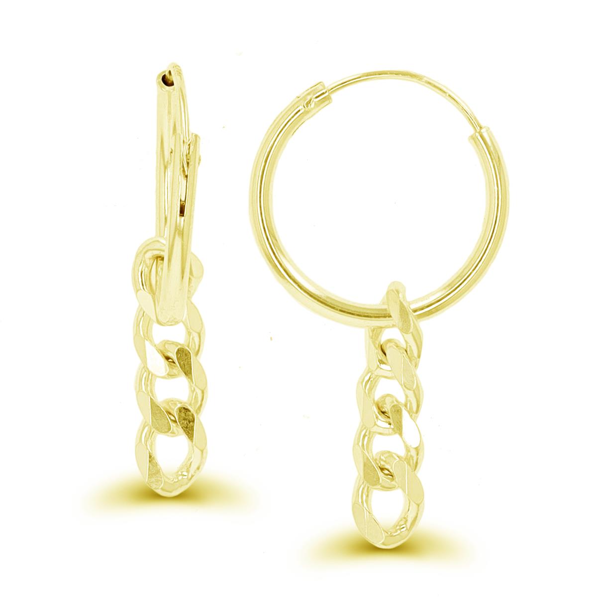 Sterling Silver Yellow 1-Micron 30x15mm Polished Dangling Hoop Earring