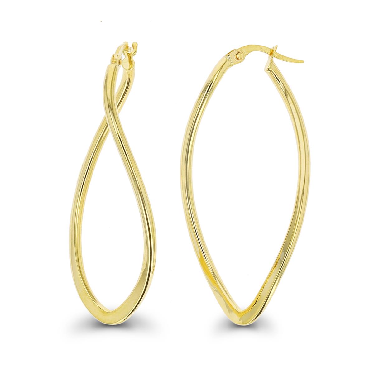 10K Yellow Gold Twist Oval Hoop Earring