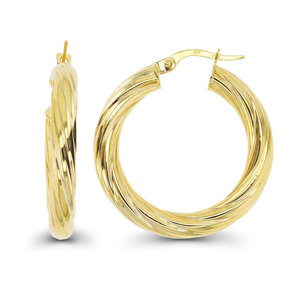 10K Yellow Gold 30x4mm Twist Hoop Earring