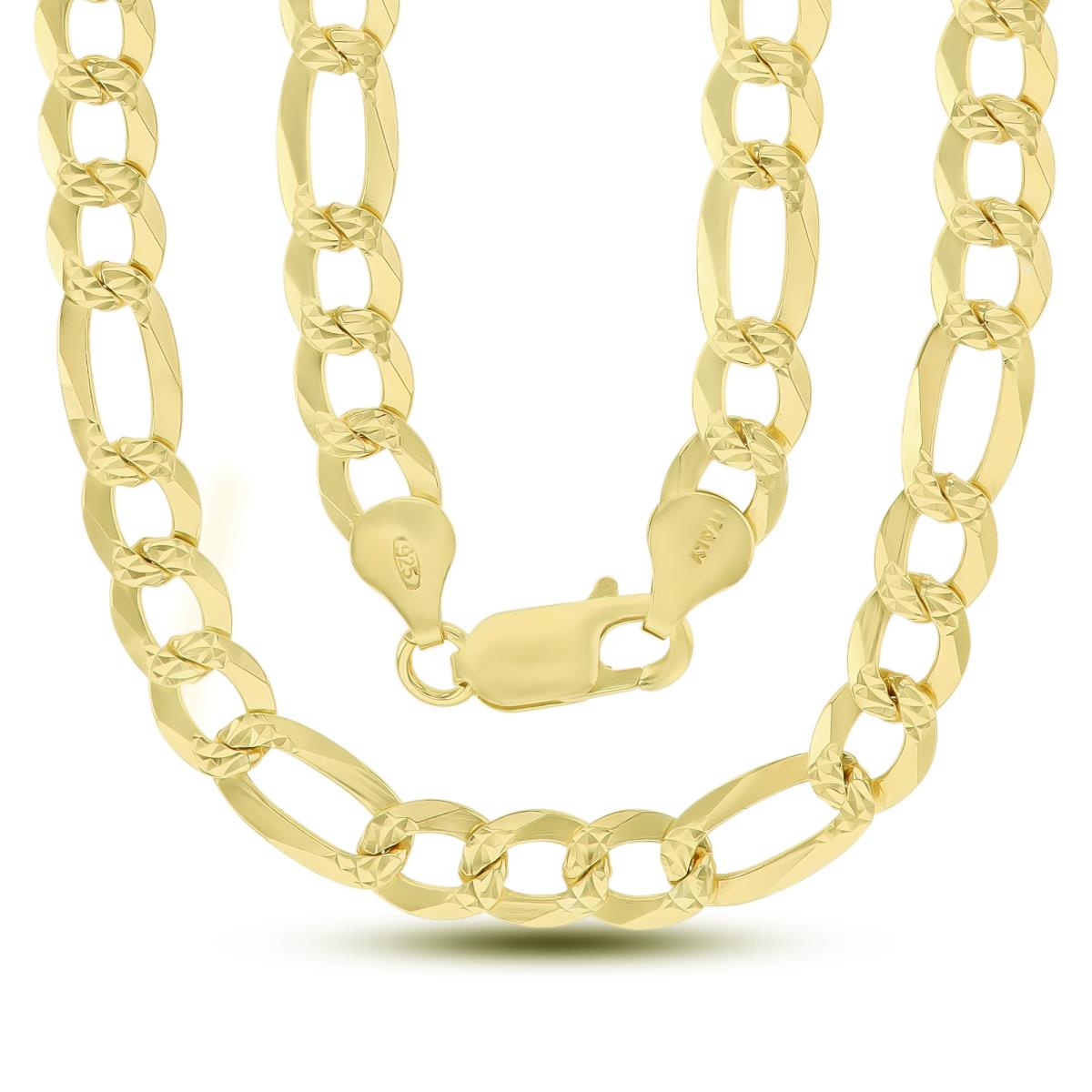 Sterling Silver Yellow DC 6.7mm 160 Figaro 20" Chain 