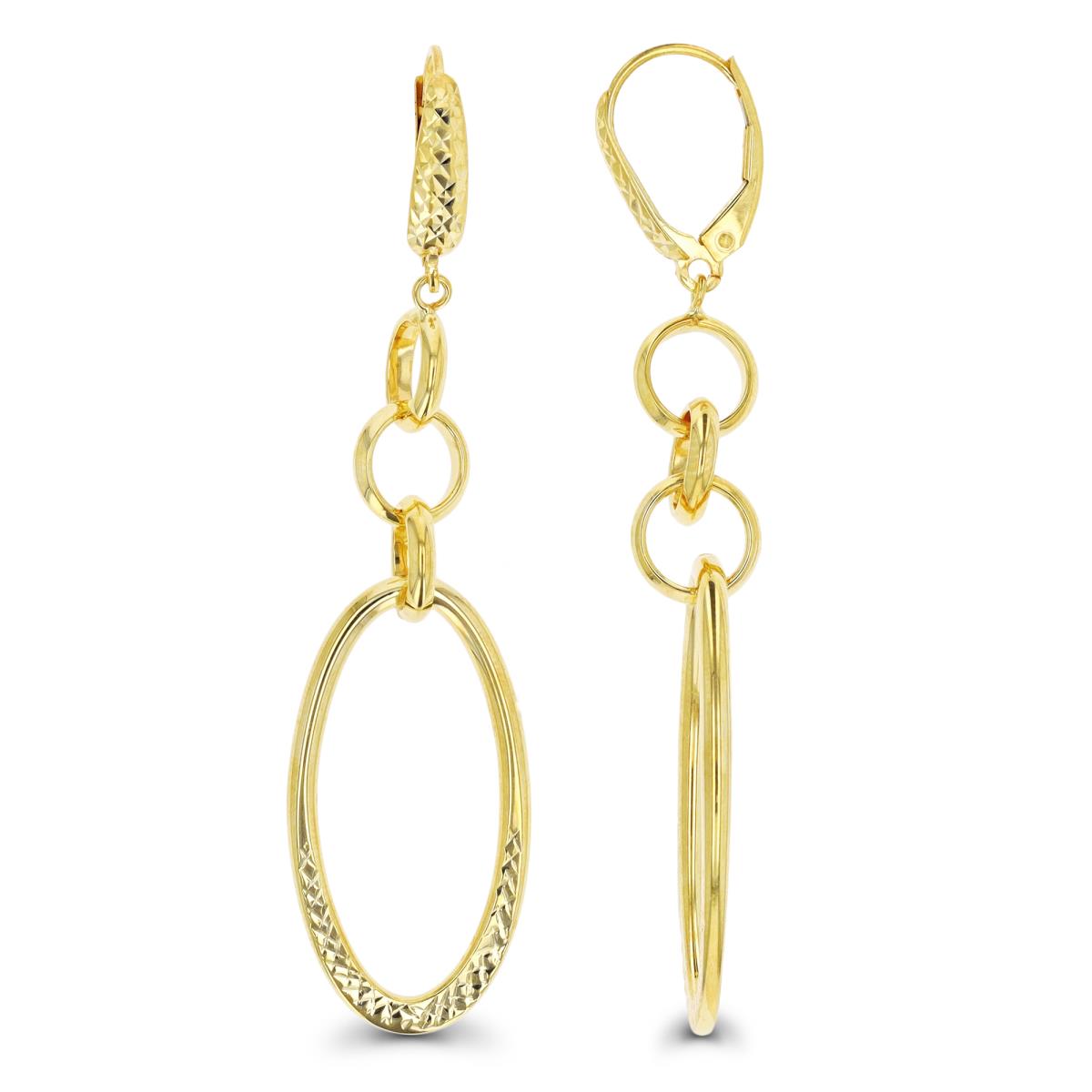 14K Yellow Gold DC Dangling Oval Links Earring