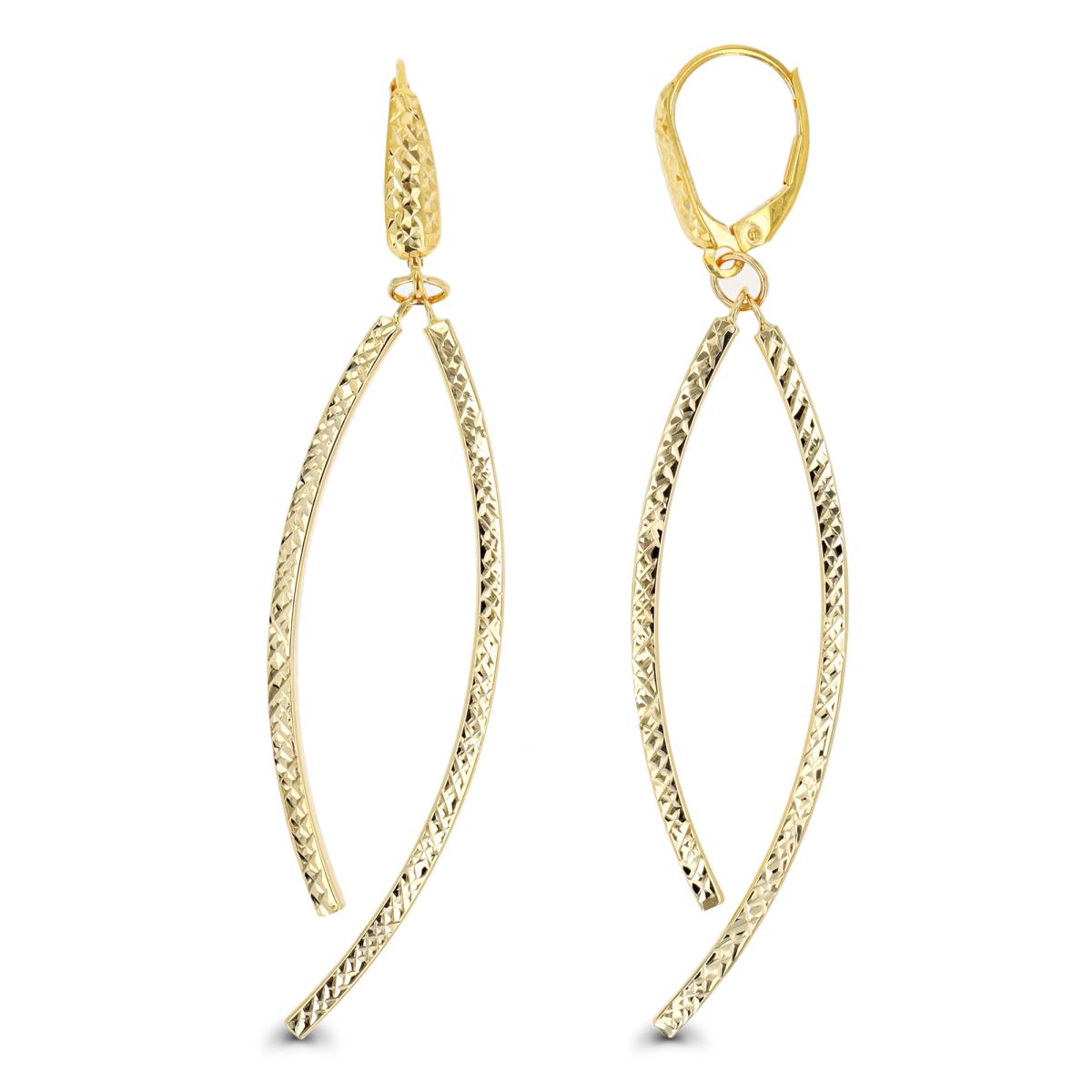 10K Yellow Gold DC Dangling Curved Bar Leverback Earring