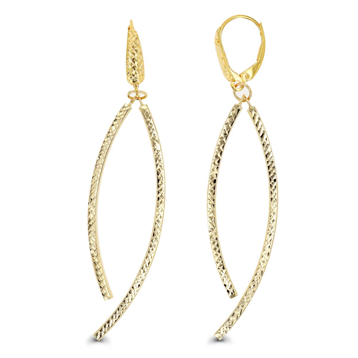 14K Yellow Gold DC Dangling Curved Bar Leverback Earring