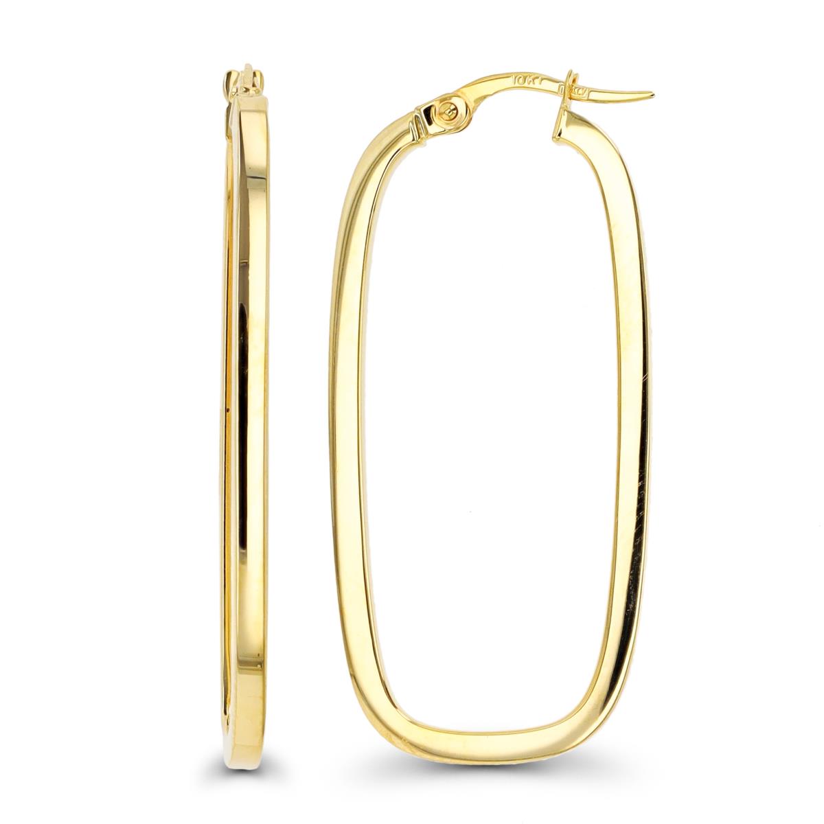 10K Yellow Gold 40x2mm Polished Squared Hoop Earring