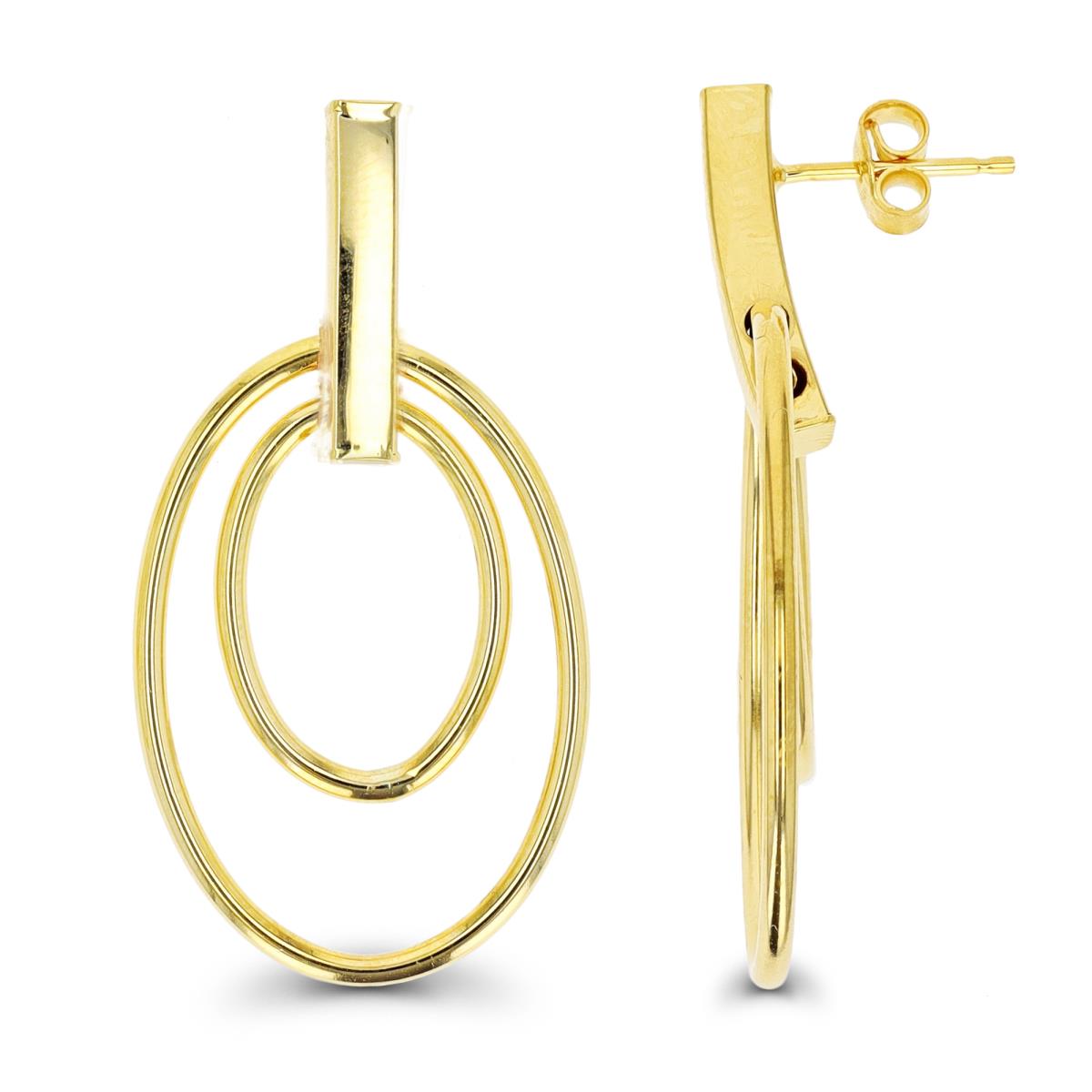 10K Yellow Gold Double Open Oval Dangling Earring