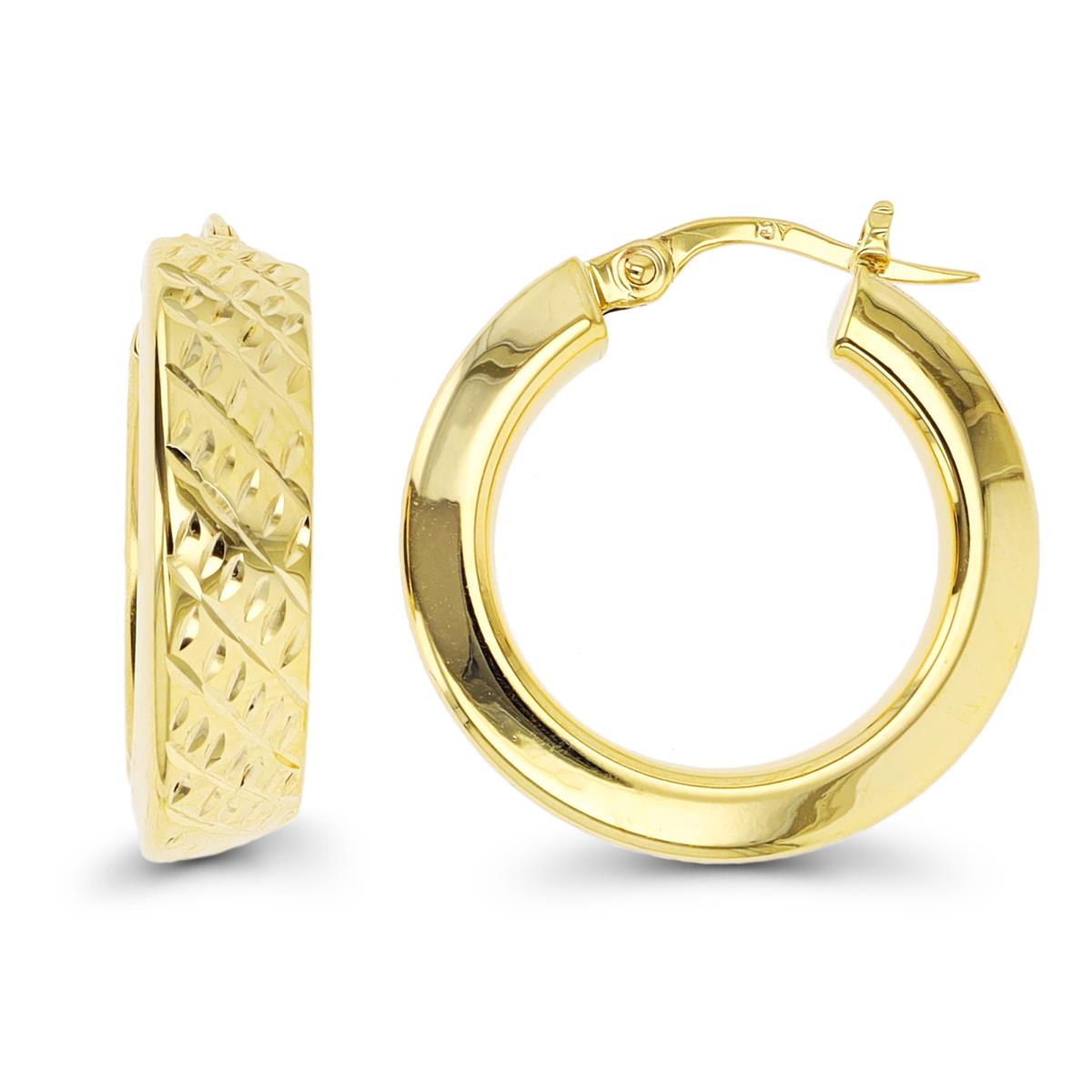 10K Yellow Gold Diamond Cut 23x6mm Graduated Hoop Earring
