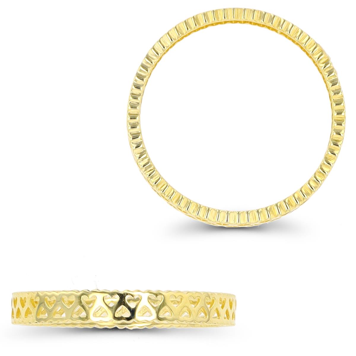 10K Yellow Gold 3mm Heart Cutout Band Ring
