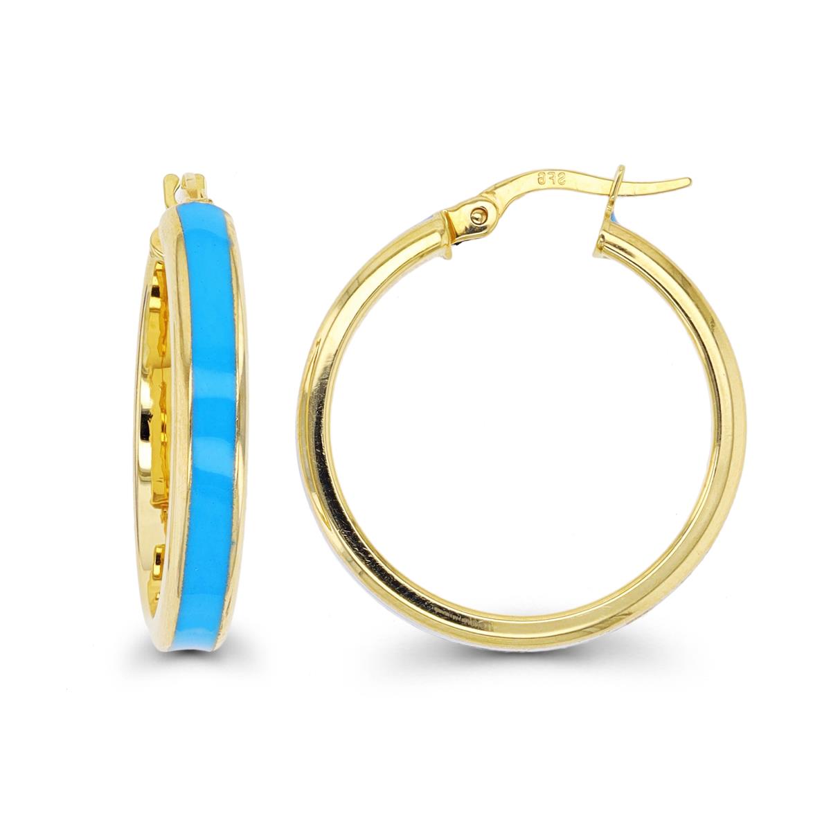10K Yellow Gold 25x4mm Enamel Hoop Earring