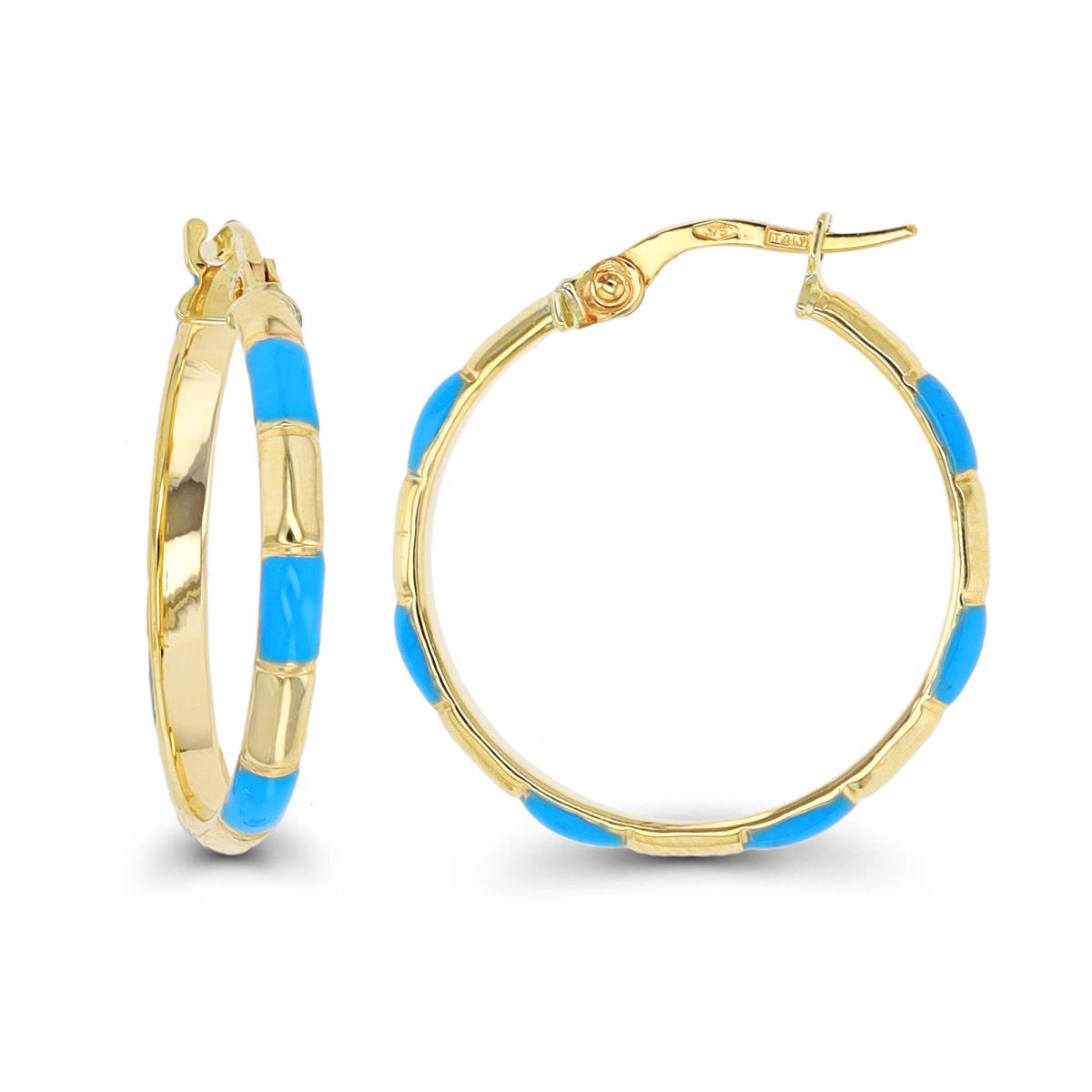 10K Yellow Gold 25x3mm Enamel Bamboo Hoop Earring