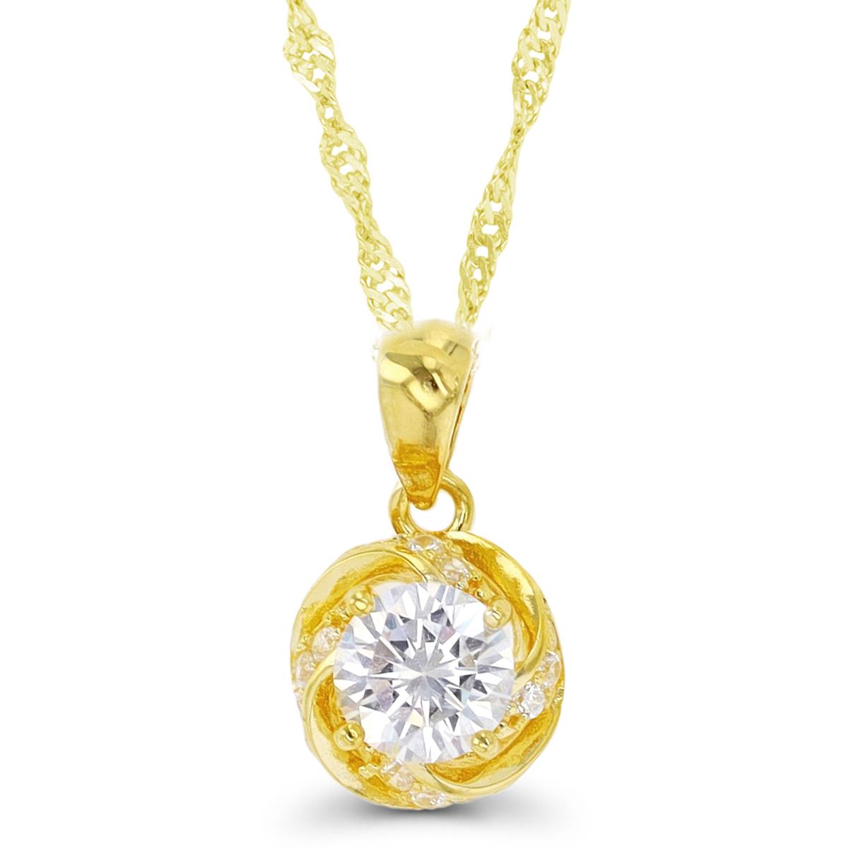 Sterling Silver Yellow CZ & Twisted Detail 18"+2" Singapore Necklace