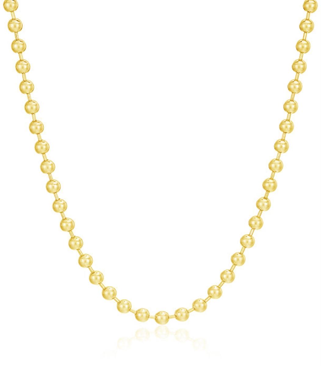 Sterling Silver Yellow 1-Mic Polished 4.00mm 18" Ball Chain