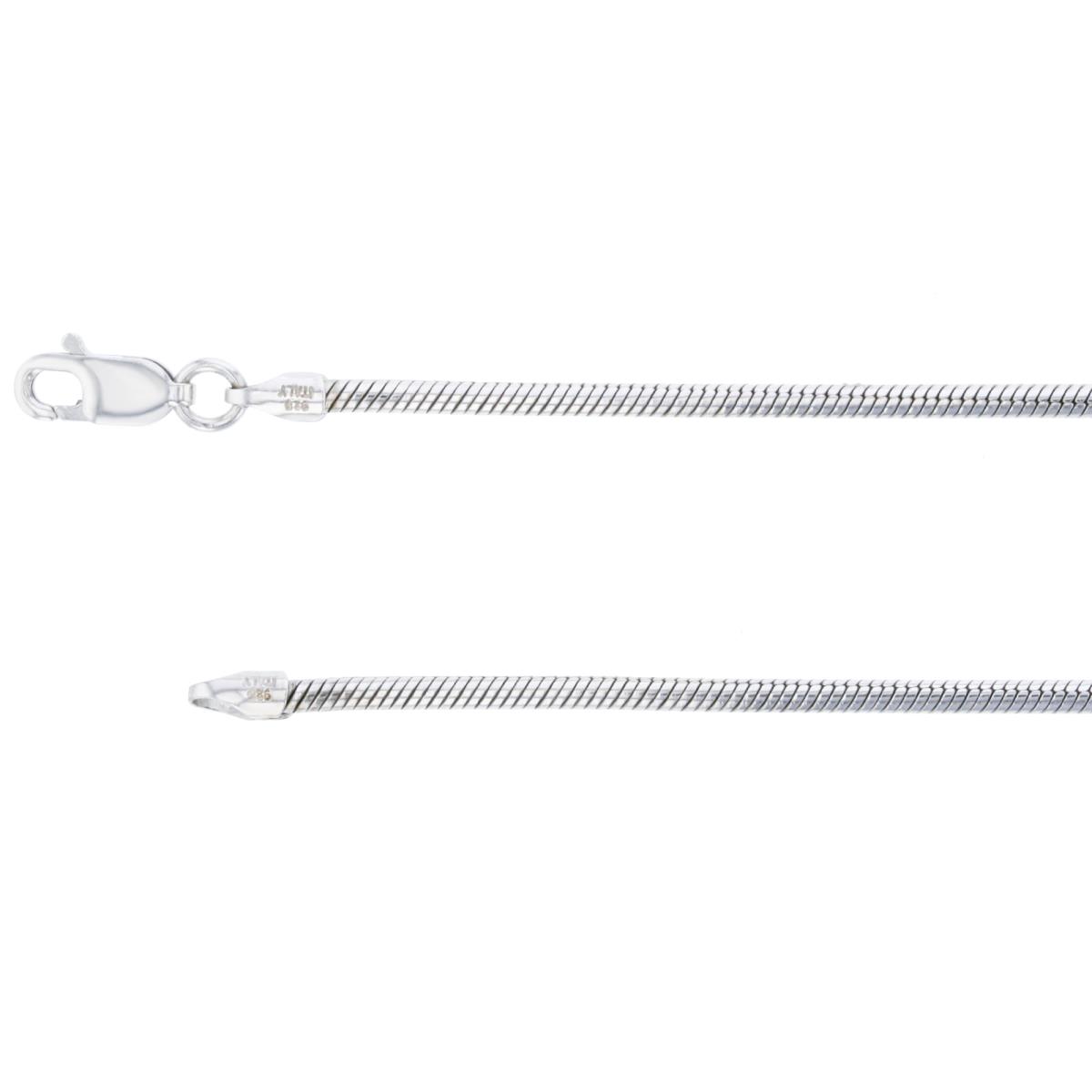 Sterling Silver Anti-Tarnish 1.90mm 18" Round Snake 050 Chain