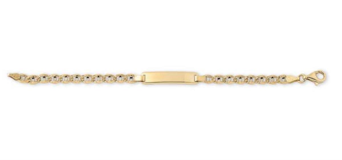 14K Two-Tone Gold 076 Pave Mariner 6" Baby ID Bracelet