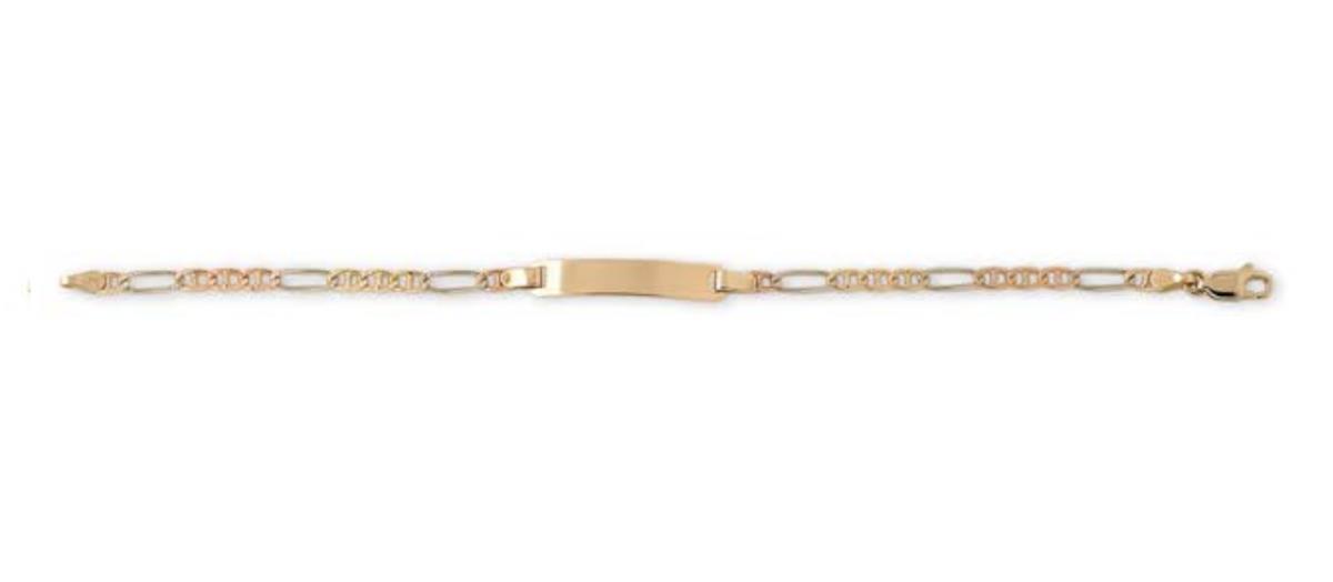 14K Tri-Color Gold 076 Mariner Figaro 6" Baby ID Bracelet