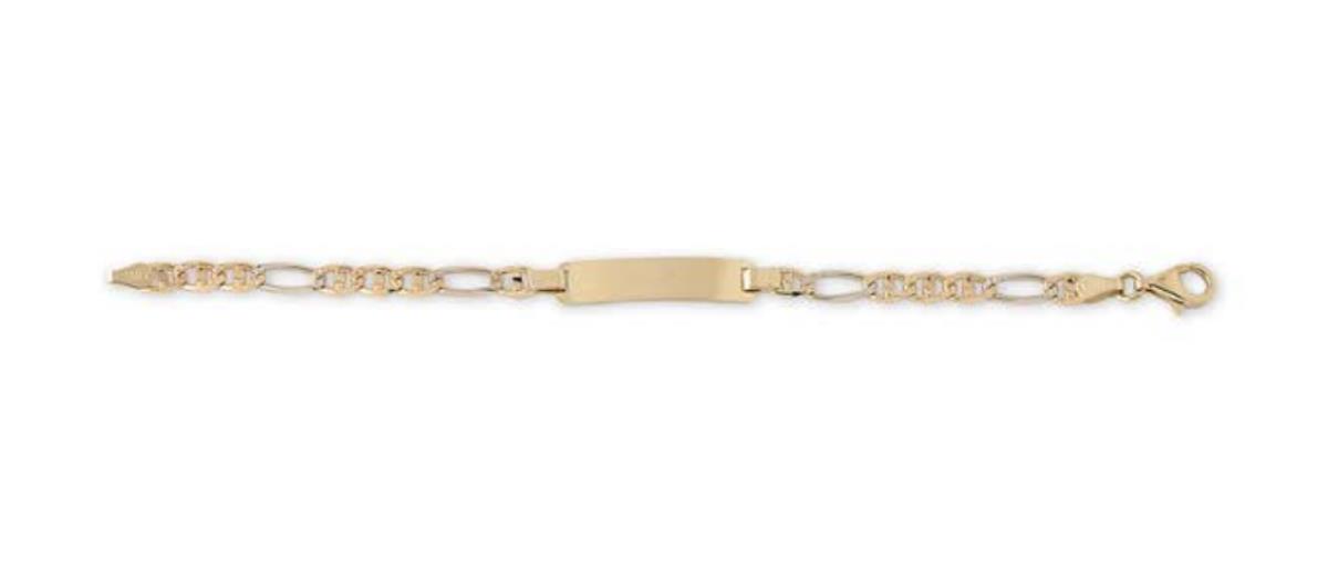 14K Two-Tone Gold 100 DC Mariner Figaro 7" ID Bracelet