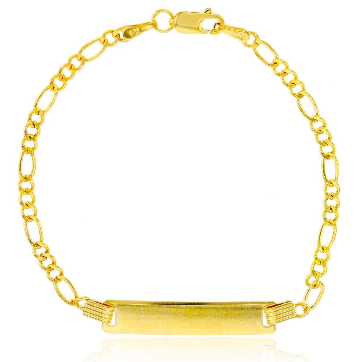 14K Yellow Gold Polished 6" 050 Hollow  Figaro Baby ID Bracelet