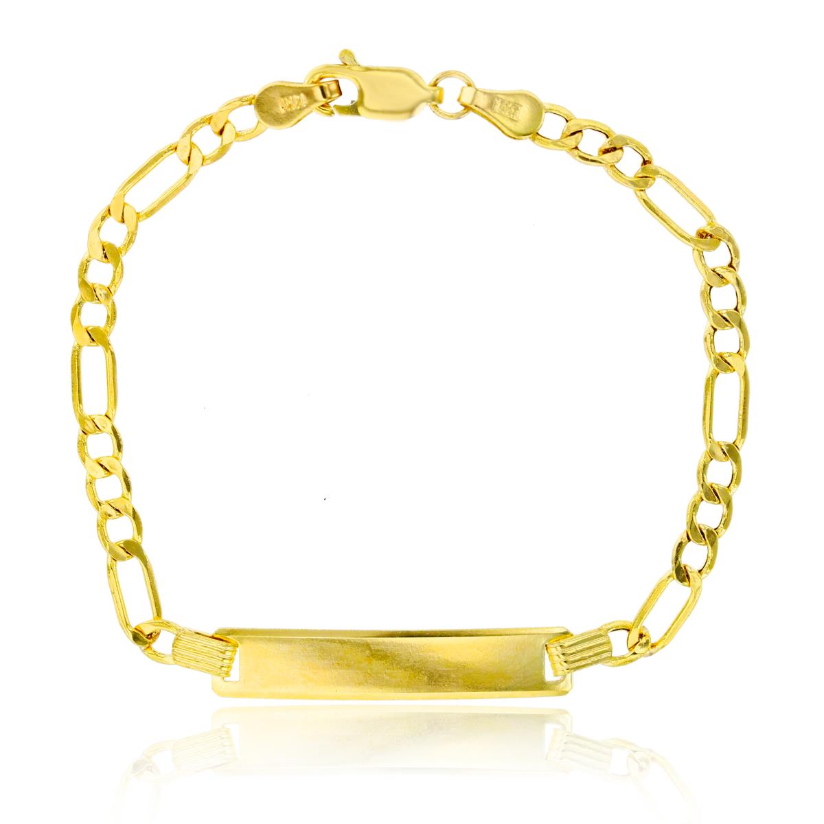 14K Yellow Gold Polished 6" 100 Hollow  Figaro Baby ID Bracelet