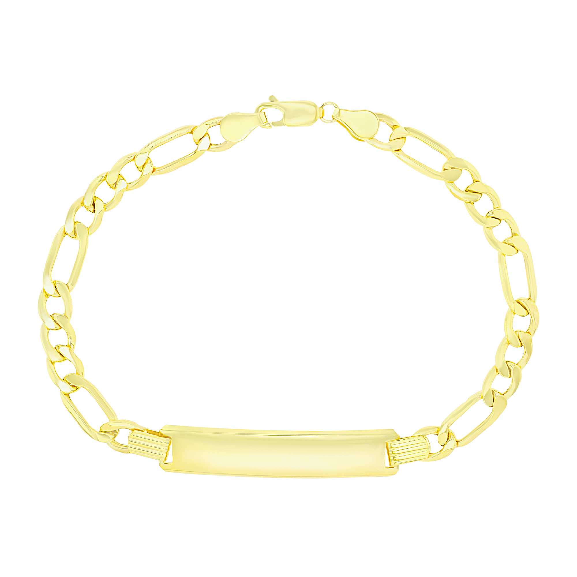 14K Yellow Gold Polished 8.50" 150 Hollow Figaro ID Bracelet