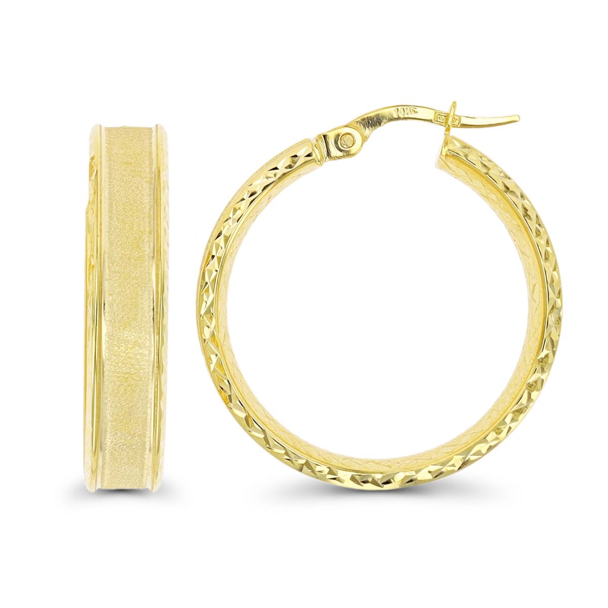 14K Yellow Gold 25x5mm Matte & DC Hoop Earring