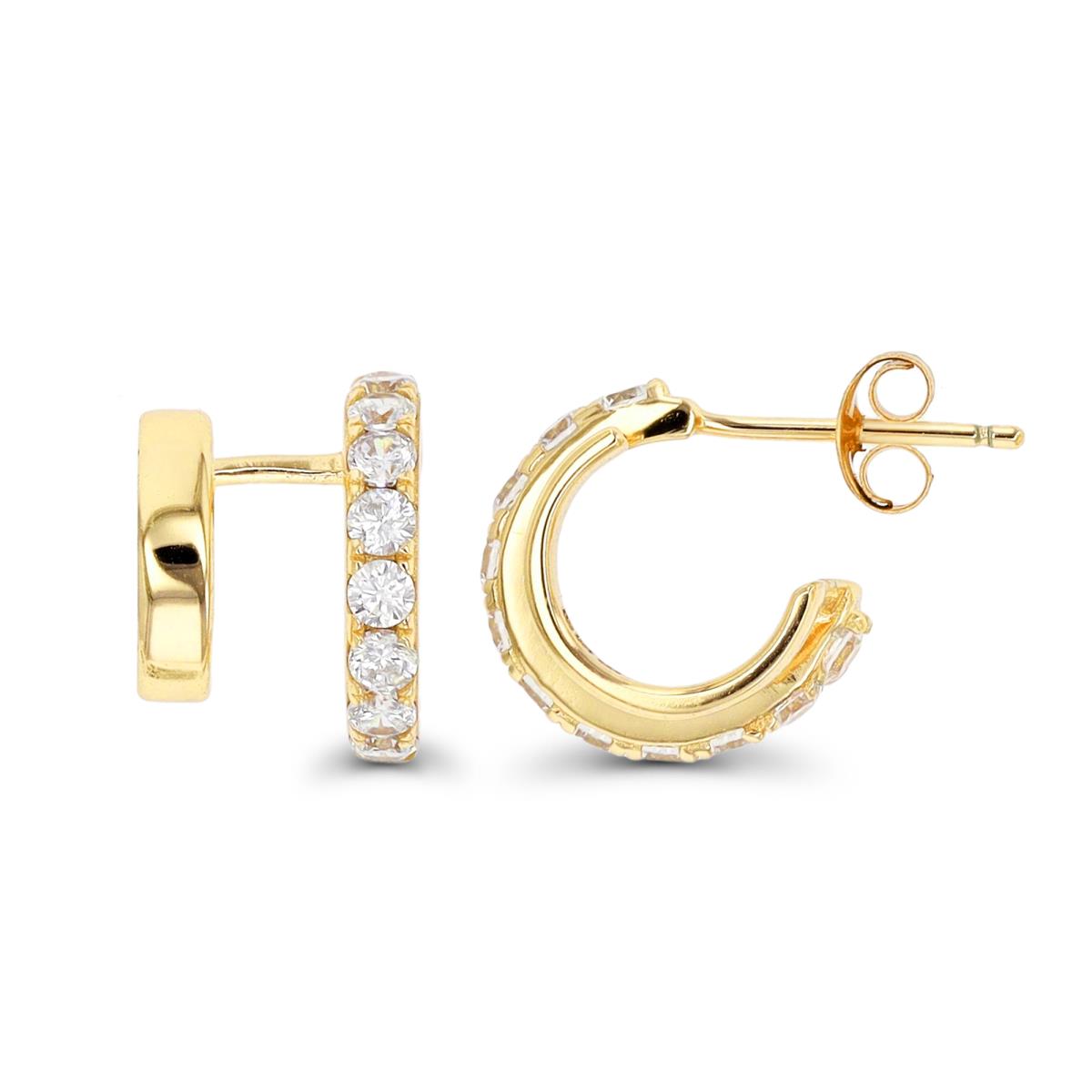 Sterling Silver 1-Micron Yellow CZ & Plain Double Ear Cuff Earring