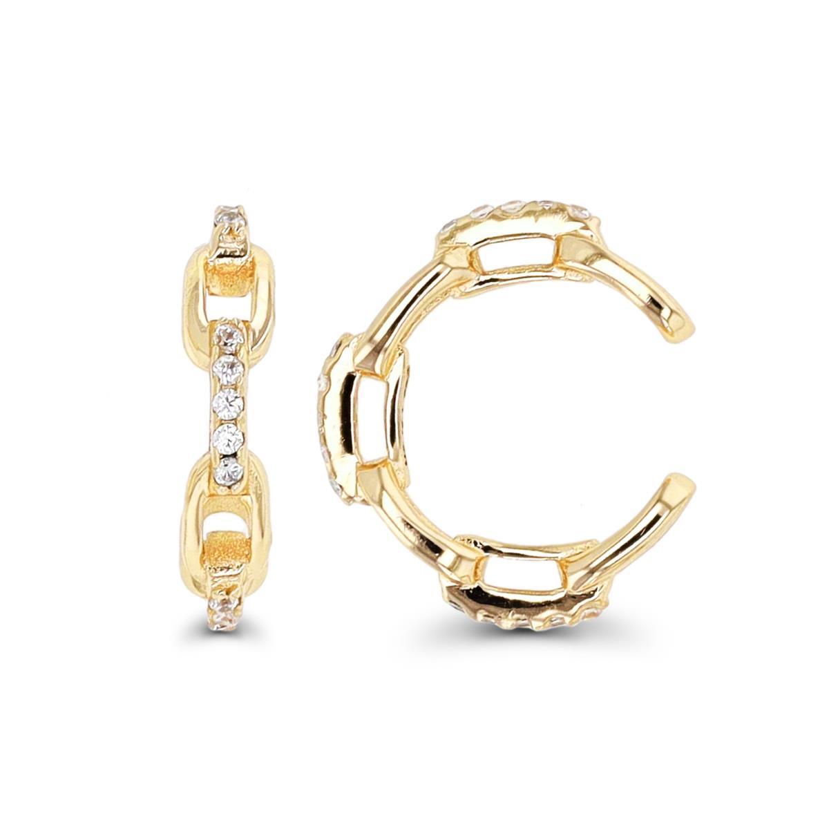 Sterling Silver 1-Micron Yellow 14x3mm CZ Cable Ear Cuff