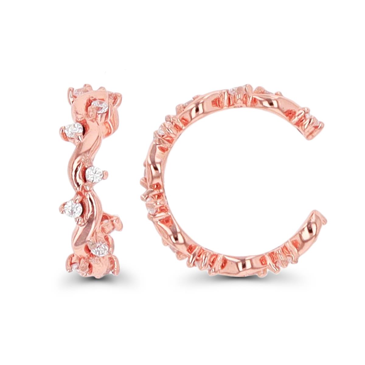 Sterling Silver 1-Micron Rose Alternating CZ Ear Cuff