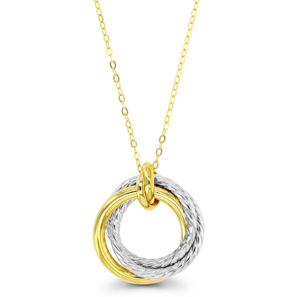 10K Two-Tone Gold Rope Hoop 18" Necklace