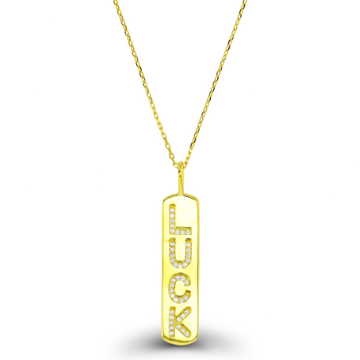 Sterling Silver 1-Micron Yellow Dangling CZ "Luck" 18+2" Necklace