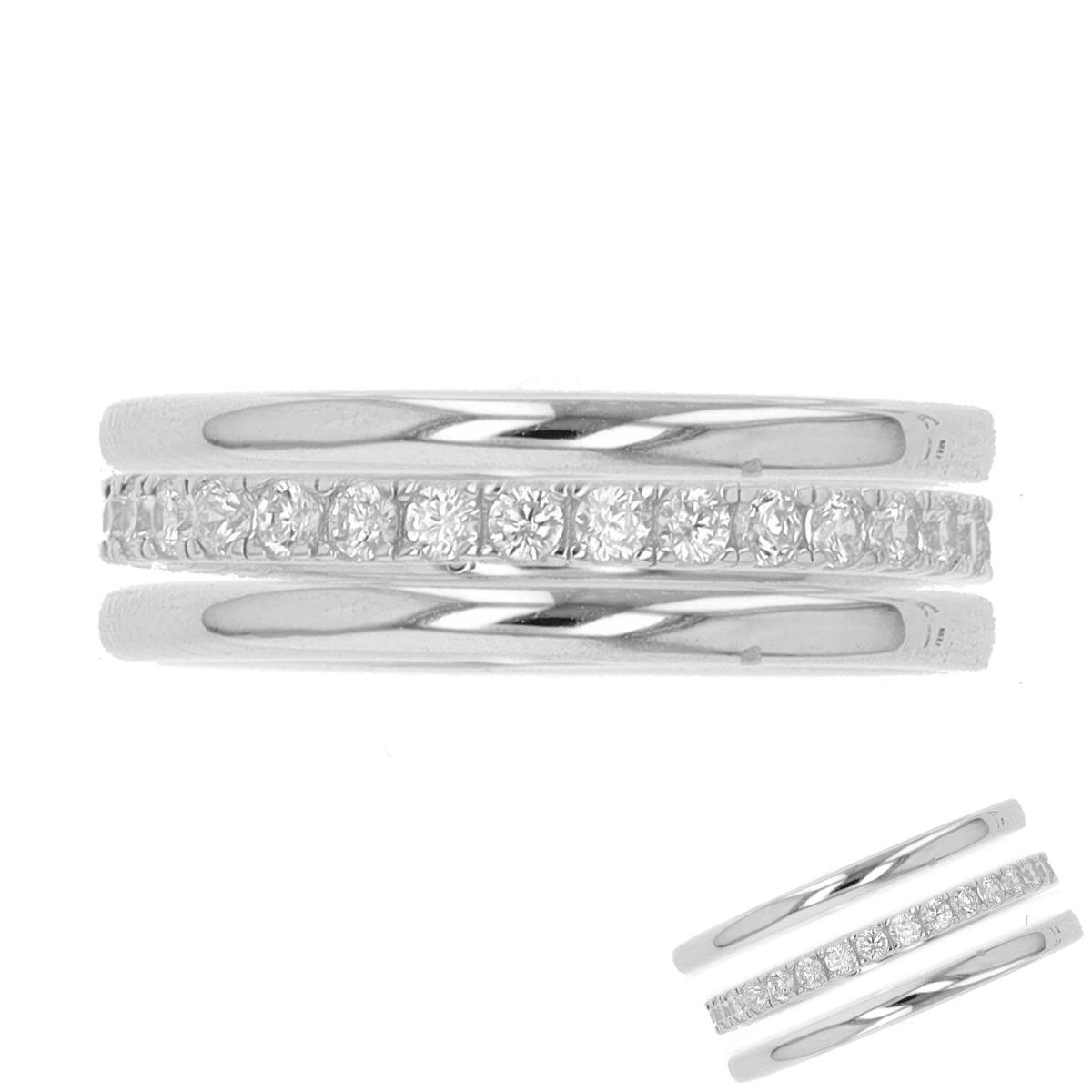 Sterling Silver Rhodium CZ Stackable Ring 