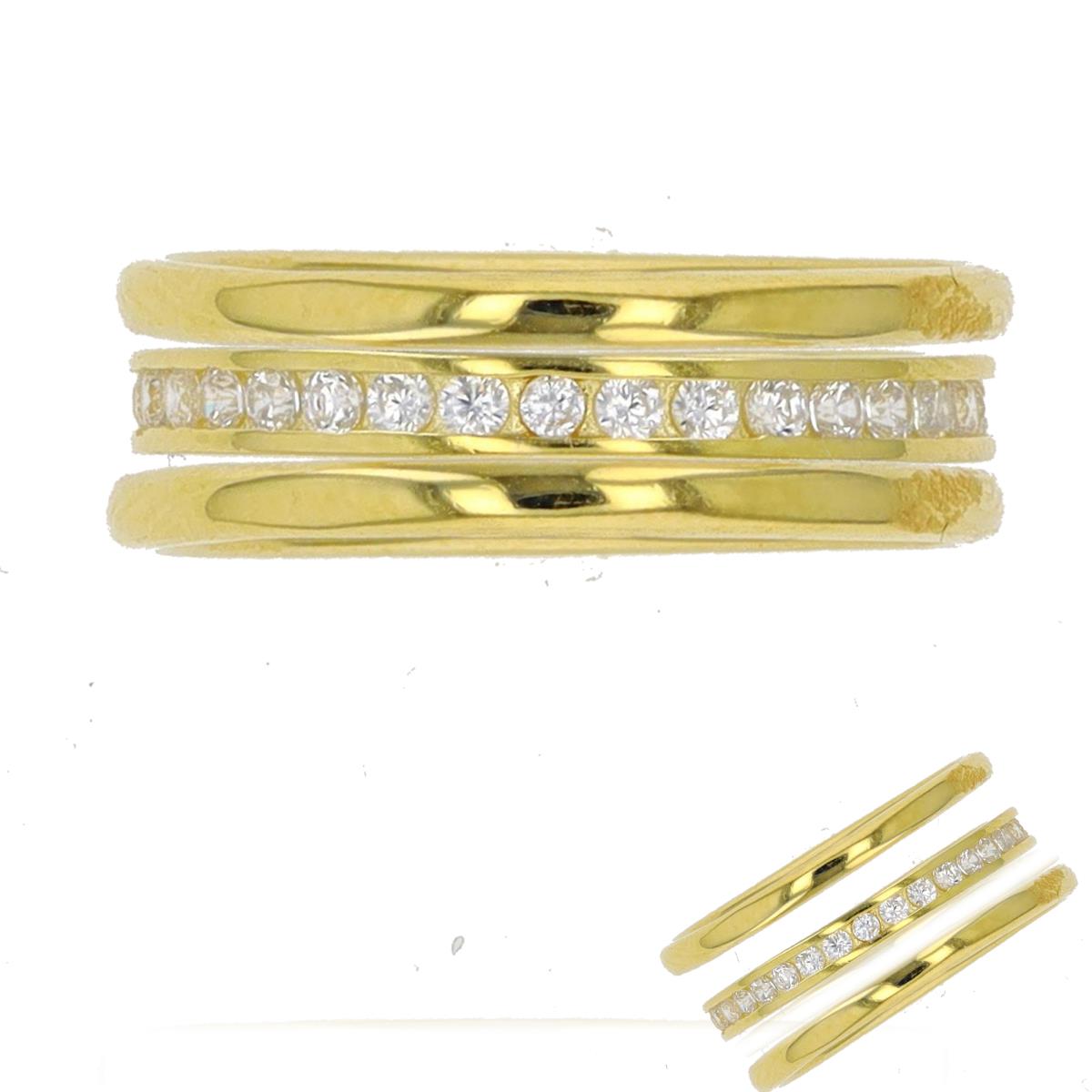 Sterling Silver Yellow CZ Three Stackable Ring