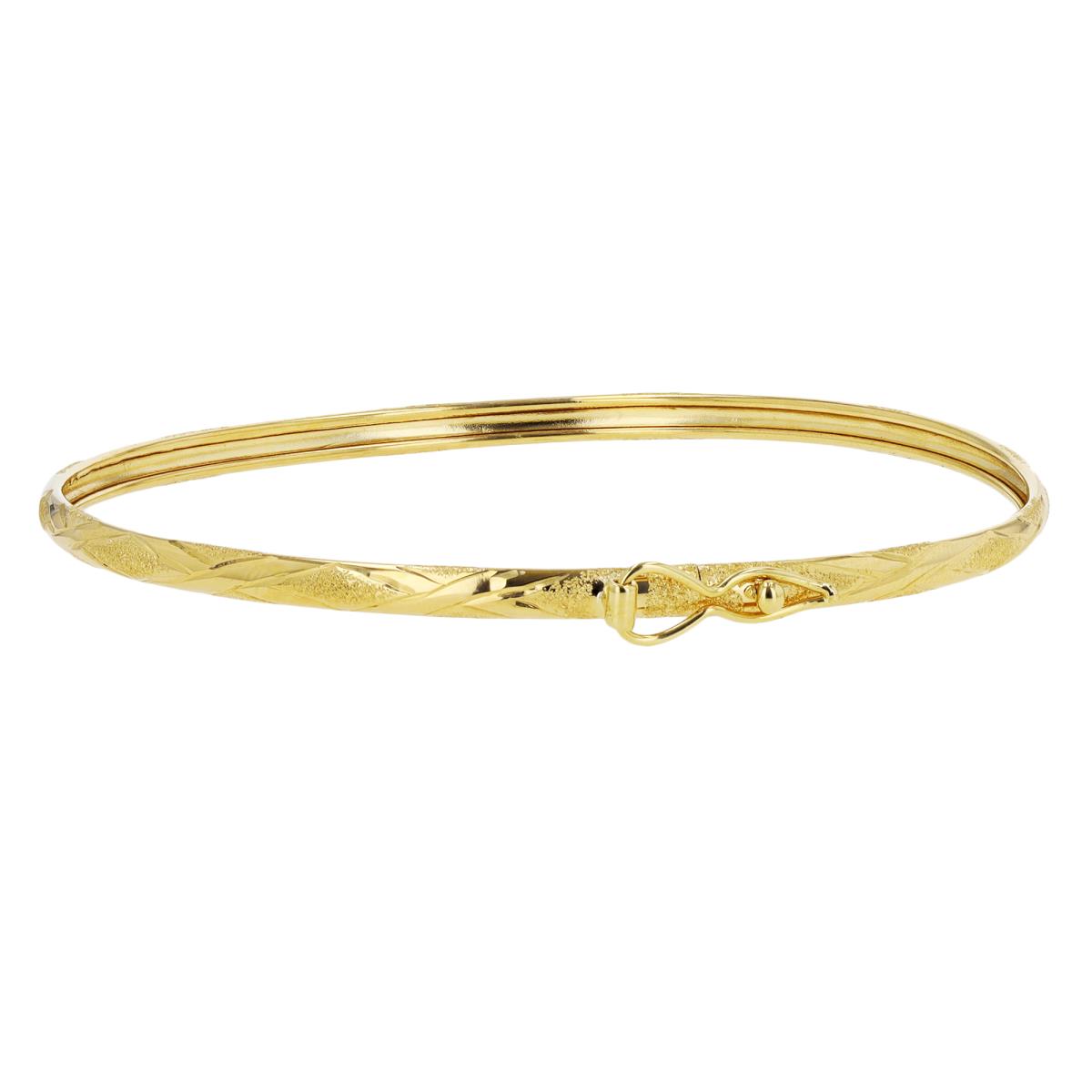 14K Yellow Gold 3mm Polished "X" & Matte 7" Flex Bracelet