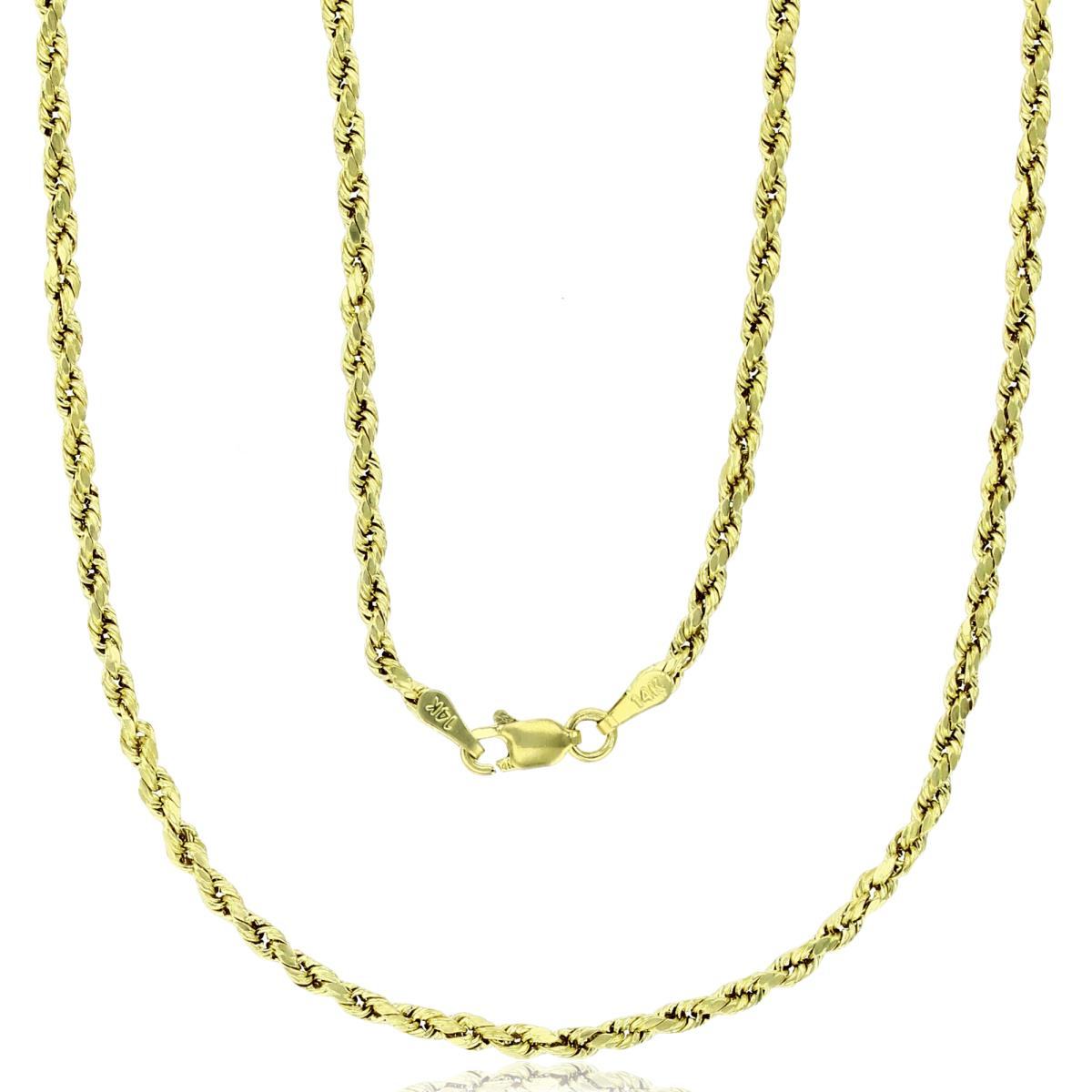 10k Yellow Gold 2mm DC Hollow Rope 018 7.25" Chain Bracelet