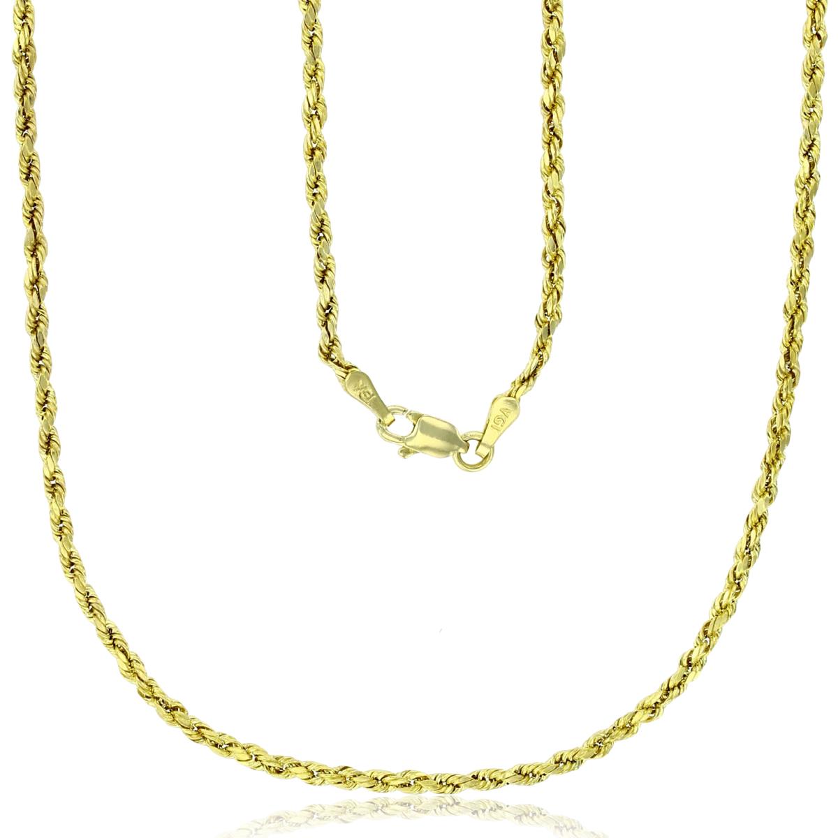 10k Yellow Gold 2mm DC Hollow Rope 016 7.25" Chain Bracelet