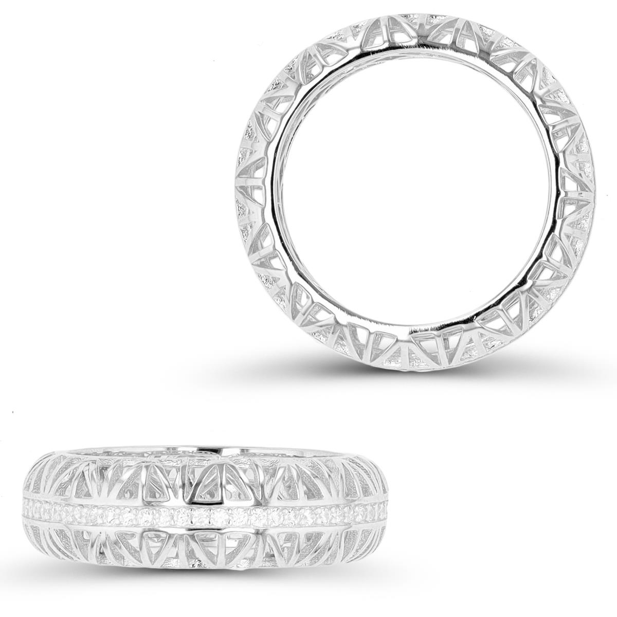 Sterling Silver Rhodium Filigree Eternity Ring