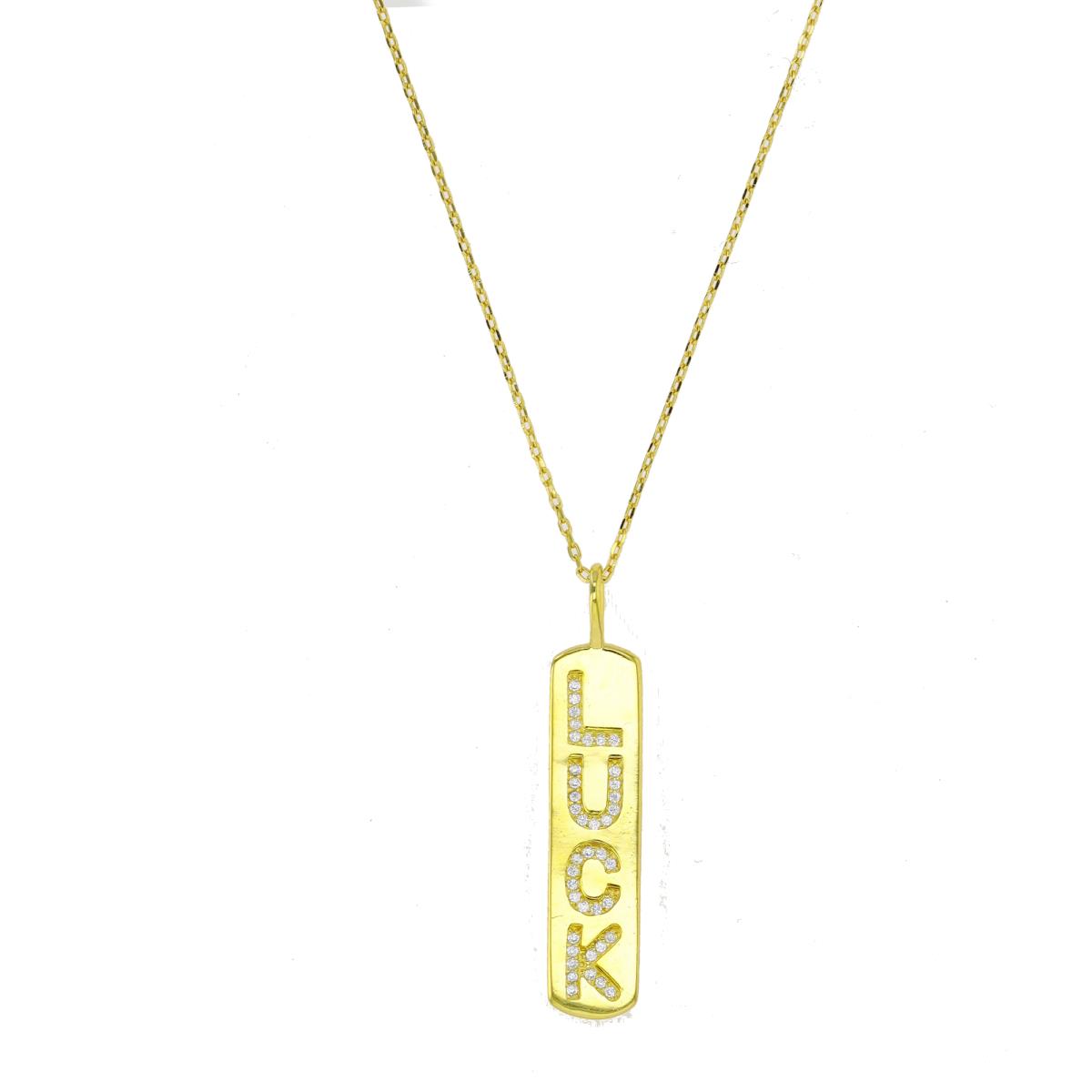 Sterling Silver Yellow Dangling CZ "Luck" 18+2" Singapore Necklace