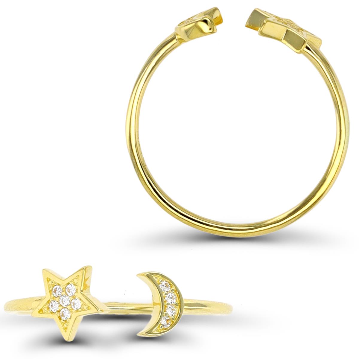 14K Yellow Gold Star/Moon Open Shank Fashion Ring