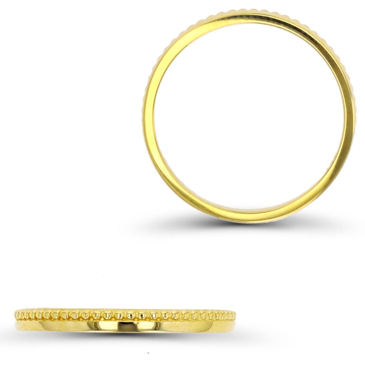 14K Yellow Gold Half Plain Half Milgrain Band Ring