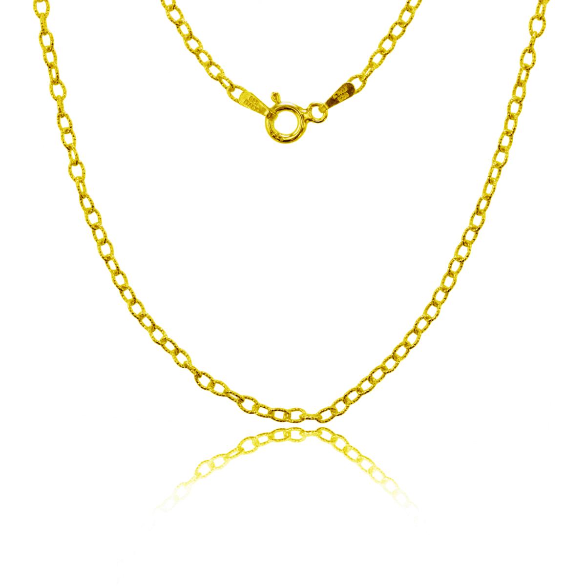Sterling Silver Yellow 2.30mm 050 Diamond Cut 8" Cable Chain