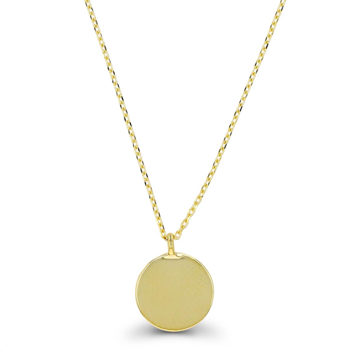 10K Yellow Gold Engravable Coin 18"+2" Necklace