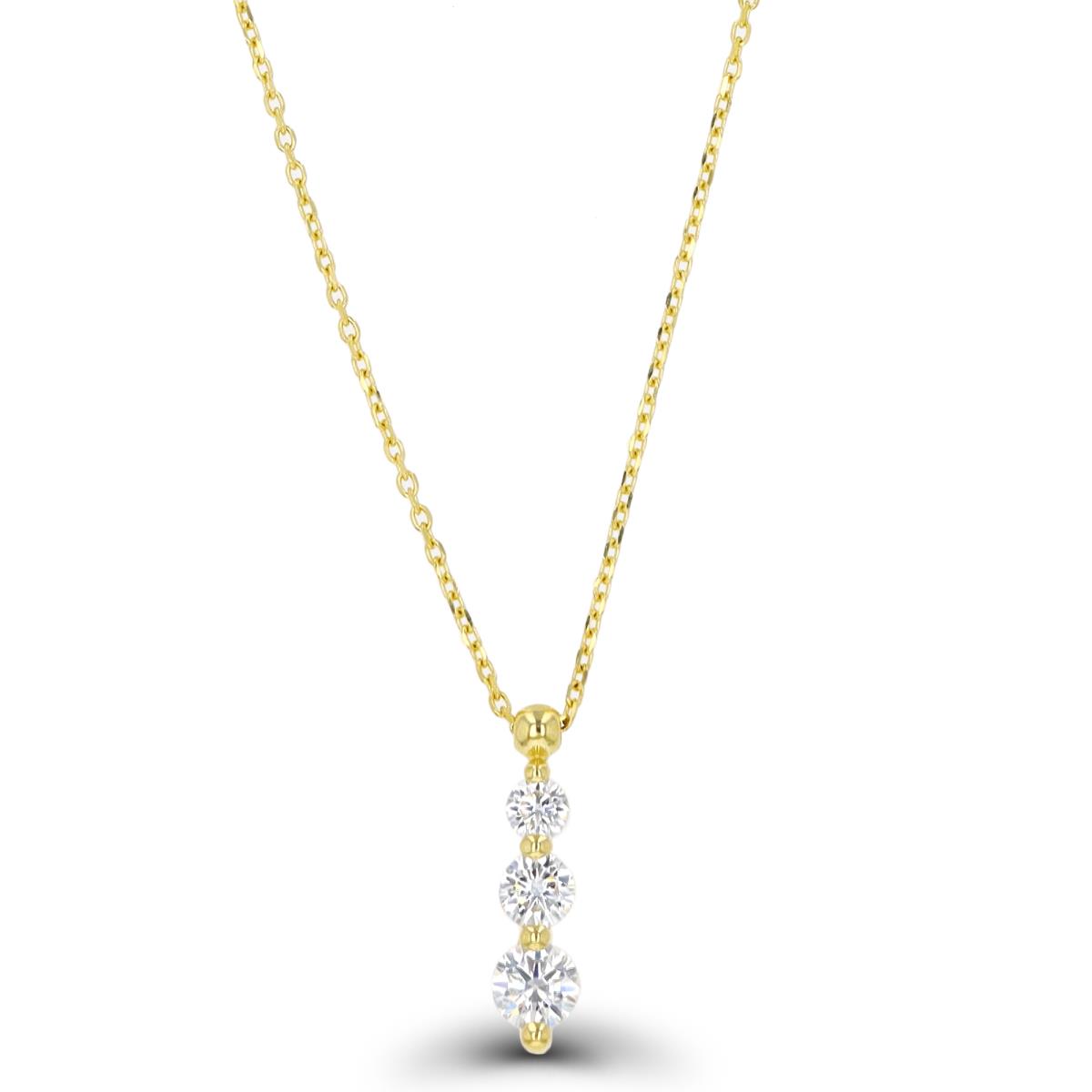 10K Yellow Gold Graduated CZ 18"+2" Necklace