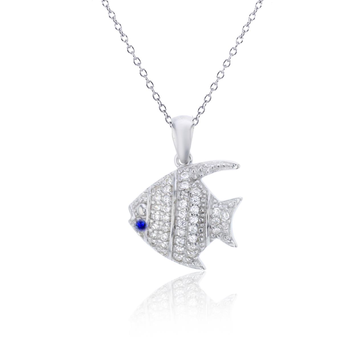 Sterling Silver Blue Eye Fish 18" Necklace