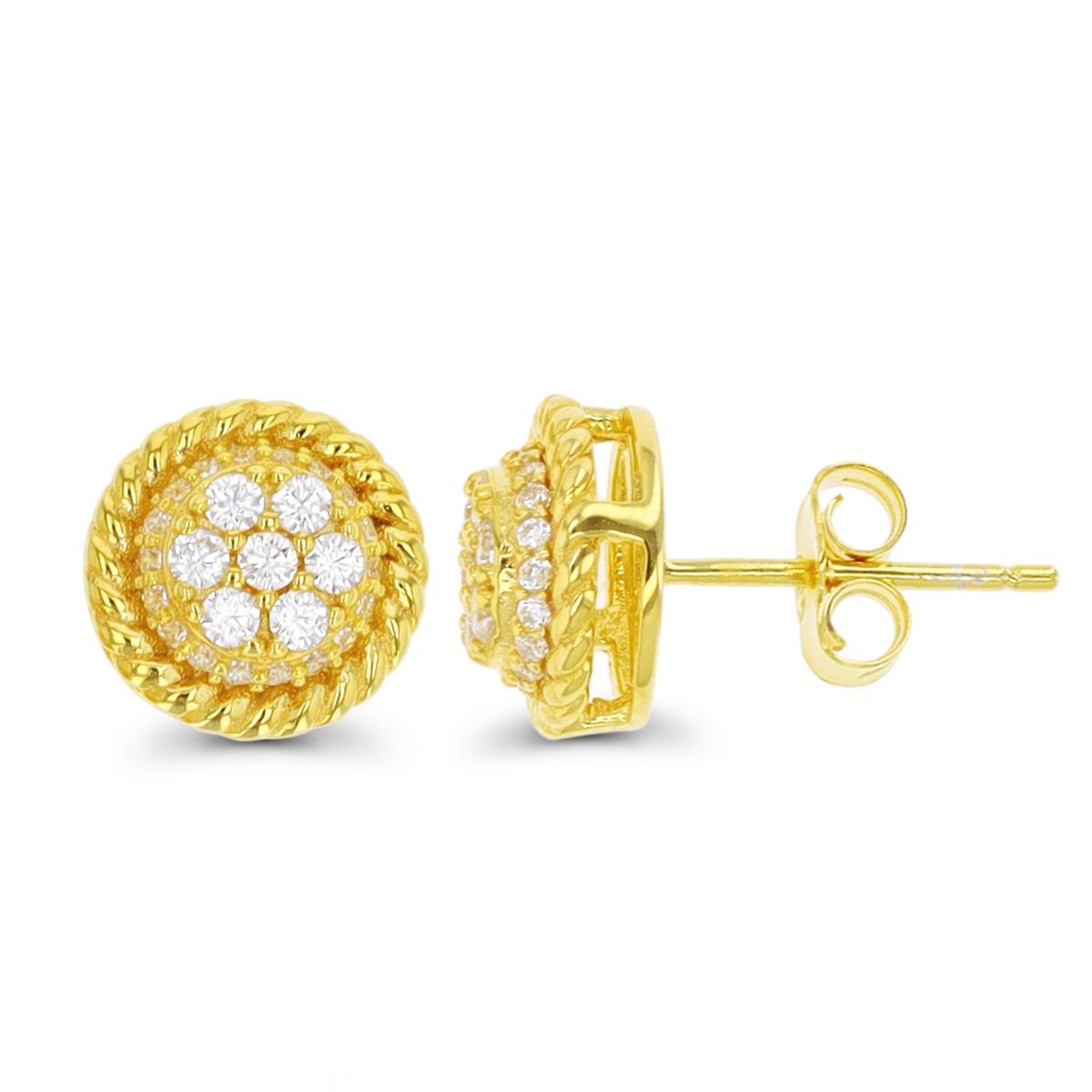 Sterling Silver Yellow 1-Micron Cluster Rope Stud Earring